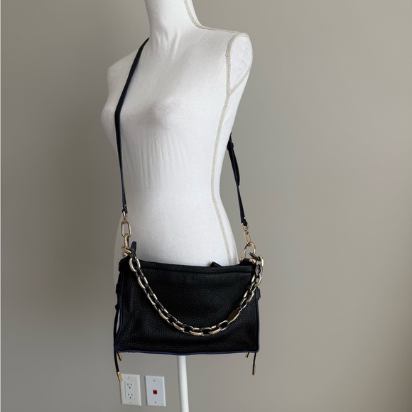 Stuart Weitzman Navy Blue bag with chain lace up detail slouchy leather - Picture 1 of 15